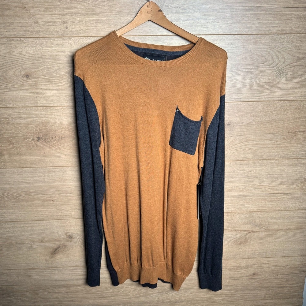 Billabong Mens Long Sleeve Crew Neck Sweater Tobacco Charcoal Size L
